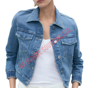 Veste en jean pour femmes à la mode fabriquée avec un tissu en coton de haute qualité, parfaite pour les achats en plein air et les looks de fête - Product Image 1