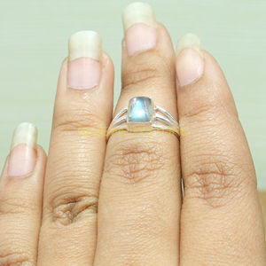 Bague en labradorite feu bleu, bague en argent sterling 925, bague de promesse pour elle, bijoux en labradorite, cadeau de Noël pour petite amie - Product Image 4