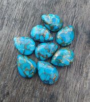 Pierre précieuse naturelle en turquoise bleue de cuivre, taille personnalisée 10x14, qualité supérieure AAA+, forme cabochon, pour la fabrication de bijoux, IBRAHIM GEMS