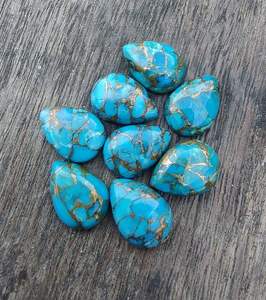 AAA + alta calidad tamaño personalizado 10X14 pera cabujón Natural azul cobre turquesa piedra preciosa suelta para la fabricación de joyas - Product Image 1