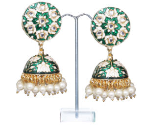 Antique Style Handmade Religious Jewelry Green <b>Earrings</b> Gold Plated Alloy Engagement Party Wedding Jewelry <b>Set</b> - Product Image 2