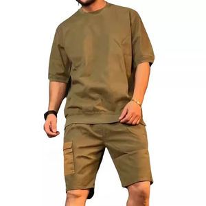 2025 Summer <b>Men's</b> Casual Street Wear Outfit <b>Short</b> Sleeve T-shirt and Printed <b>Shorts</b> Set for <b>Lounging</b> and Running - Product Image 5