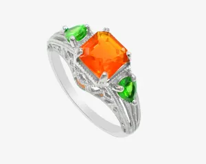 7 MM טבעי ירוק גרנט & מקסיקני אופל סוליטייר חתונת הצעת טבעת 925 כסף סטרלינג אשכול טבעת סיטונאי & ספקים