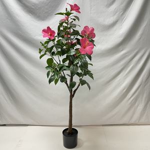 Hibiscus artificiel vert de style moderne fleurs tropicales plante écologique <span class=keywords><strong>taille</strong></span> personnalisable haute branche en plastique feuille bureau - Product Image 2