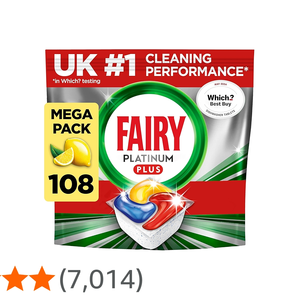 Pastillas para Lavavajillas Fairy Platinum Plus Todo en Uno 108 Unidades, Limón, la Mejor Limpieza para un Efecto Como Nuevo, Combate la Grasa y Previene el Sarro - Product Image 1