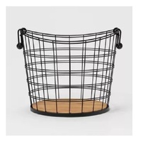 Panier de rangement multifonctionnel en métal noir de forme carrée, grand espace, écologique, pour boissons et fruits, vente en gros