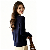 Pull en cachemire pour femme, haut de gamme, jacquard, motif losanges, polo en cachemire pour l'automne, logo personnalisé du fabricant