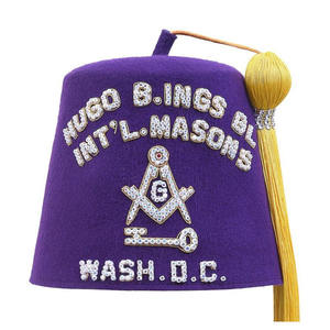Masonic Fez International Masons Fez Hat Blanco con diamantes de imitación brillantes Masonic Regalia Fez Cap Custom Lodge Hand Black borla - Product Image 6