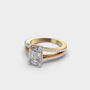 Anillo de Doble Banda con Moissanita de Corte Esmeralda de 2 Quilates, Joyería Fina Elegante y Original, Elaborada con Diamantes Cultivados en Laboratorio de Calidad Premium - Product Image 3