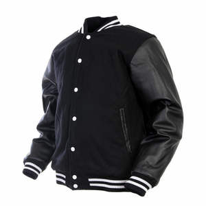 Unisex Custom Wool Body Leather Sleeves Varsity Jackets Stand Winter Work Style Embroidered CollegeBaseballjacket for men - Product Image 5