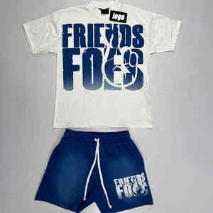 Street Wear 100% algodón para hombre, conjunto de pantalones cortos de 2 piezas, Top corto con capucha, conjuntos de regalo deportivo de dos piezas para hombres y mujeres - Product Image 1