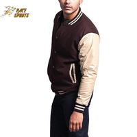 Veste de baseball décontractée pour homme, en coton et polyester, marron beige, col rabattu, coupe classique, pour l'automne
