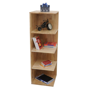 Modern 5-Tier Metal <b>Bookshelf</b> 30x30x120cm Rubber Wood for Living Room & Office KGT68001 - Product Image 2