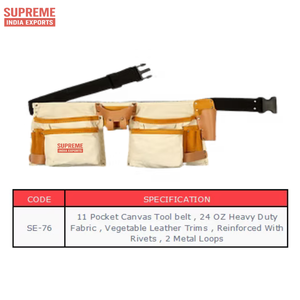 11 Pocket Heavy Duty 24oz Canvas <b>Tool</b> Belt Waterproof Vegetable <b>Leather</b> Trims Reinforced Rivets Multi-Pouch Carpenter Waist Work - Product Image 2