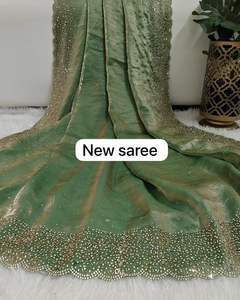 Diseñador indio exclusivo elegante espacio seda Jarkhan trabajo sari con blusa étnica elegante fiesta boda Festival desgaste para mujeres - Product Image 4