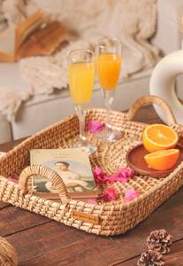 Bandeja decorativa de ratán, bandeja de almacenamiento para sala de estar, estante de mesa, cuenco de ratán, bandeja de mesa, regalos sostenibles - Product Image 3