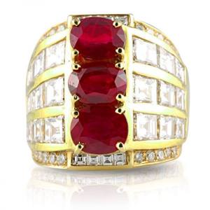 Joyería fina de lujo al por mayor clásico 18K oro amarillo diamante corte ovalado anillo de rubí Natural para mujer anillo de compromiso de boda - Product Image 1