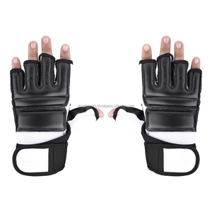 Custom Logo Leather MMA Boxing Gloves Breathable Sustainable Training Fingerless Hook Loop Closure for Wrist Lightweight - Product Image 6