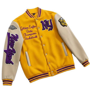 Veste en cuir de haute qualité, manches en cuir, logo personnalisé OEM, broderie, manches en cuir, veste de baseball varsity - Product Image 1