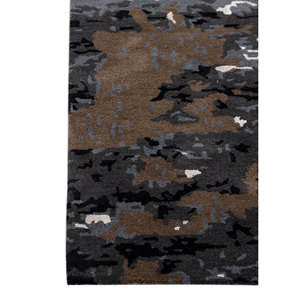 Alfombra Genesis Azul Hecha a Mano de Lana y Viscosa Taq-7240, Rectangular Grande con Patrón Abstracto a Rayas para Sala de Estar, 10mm de Grosor - Product Image 4