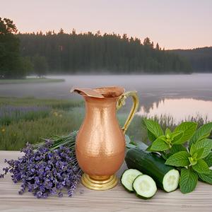 Vaisselle en métal cuivre indien fabriqué à la main Pichet à eau en métal Mugal Pichet à boire pour les avantages ayurvédiques - Product Image 2