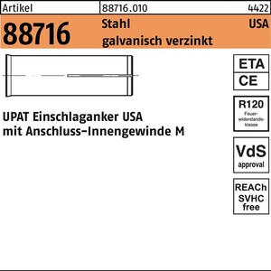 Anclaje para Concreto UPAT Drive-In R 88716 USA M8 Acero, 100 Piezas por Paquete - Product Image 1