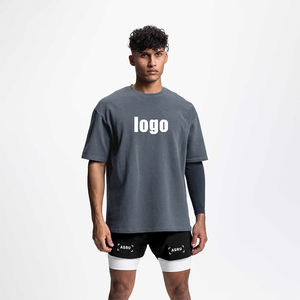 Camiseta de cuello simulado de gran tamaño para hombre y Unisex de alta calidad, camisas casuales de algodón 100%, patrón estampado, ropa de calle corta larga para correr - Product Image 6