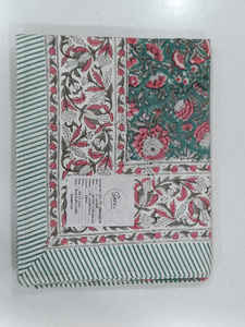 Mantel de algodón verde azulado Marbella 100%, cubierta de lino de mesa con estampado de bloque hecho a mano Real - Product Image 2