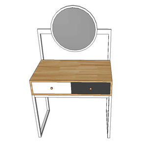 Modern Design SFBTD003 Wood and Rubberwood Dressing Table with Iron Frame and Round <b>Mirror</b> - Product Image 3