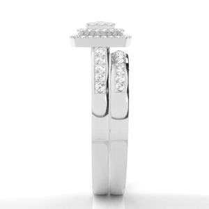 2025 Venta caliente nuevo Micro Pave Set corte redondo diamante Natural compromiso de lujo joyería de moda anillo de racimo con banda a juego - Product Image 3