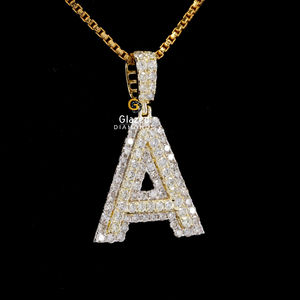 Joli pendentif Hip Hop alphabétique en or massif 10kt et diamants ronds de laboratoire taillés en brillant améliorant la clarté vvs - Product Image 3