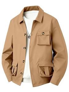 Men's <b>Waterproof</b> Long Sleeve Jacket Solid Color Multi-Pocket Workwear <b>Coat</b> Simple Style Casual for Everyday Use <b>Winter</b> Versatile - Product Image 2