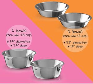 4' Raised <b>Dog</b> <b>Bowls</b> for Small <b>Dogs</b> and Cats Elevated <b>Dog</b> <b>Bowl</b> <b>Stand</b> by Pawfect Pets. Pet Feeder Comes with Four Stainless Steel - Product Image 4