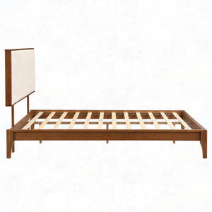 Solid Dry Bamboo Wood 12-Inch Platform Bed with Upholstery Elegant and Sustainable Up-<b>Holstered</b> Bed - Product Image 2