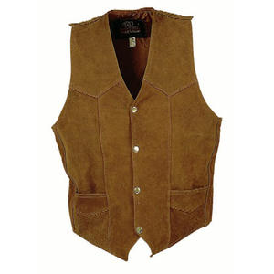 CHALECO DE CUERO DE MOTORISTA, ABRIGO DE CINTURA RESISTENTE DE CUERO LISO SIN CORDONES LATERALES, CHALECOS AL POR MAYOR - Product Image 6