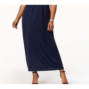 ชุดเดรสยาวทรงเอ็มไพร์สีดำวินเทจ NY Collection สำหรับผู้หญิงไซส์พลัส 3X ผ้าชีฟองคอตตอนแบบรัดรูปทรงหลวม ดีไซน์เรียบง่ายทันสมัย - Product Image 3