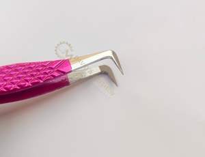 Pinzas para pestañas de acero inoxidable rosa fuerte con purpurina y logotipo personalizado, extensión de pestañas de etiqueta privada con nuevo volumen de fibra de alta punta - Product Image 3