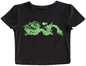 Camiseta Corta de Lona Transpirable y Ecológica para Mujer, 200 g/m², Diseño Sólido, Estilo Holgado, Estampado Informal para Verano - Product Image 1