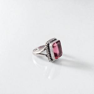 Bague en tourmaline rose faite à la main en argent sterling 925, bijoux en pierres précieuses, cadeau élégant pour femmes, Design Boho - Product Image 5
