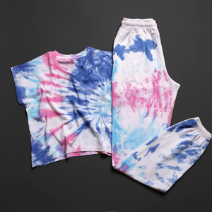 Custom Logo High Quality <b>TIE</b> <b>DYE</b> CROP Shirt Sweatpent Set Sports Suit Trousers Two Piece Set Jogging Tracksuit Girls Streetwear - Product Image 2