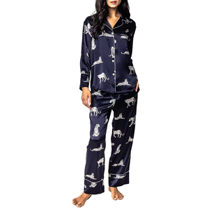 Fabricante transpirable Etiqueta Privada ropa de dormir de algodón ropa de dormir 2 piezas pijamas para mujeres conjunto vestido estampado ropa cómoda - Product Image 5