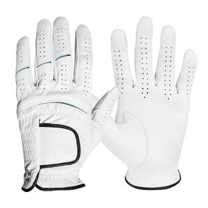 Gants de golf blancs avec logo personnalisé pour hommes en cuir véritable, respirants et antidérapants pour le sport, main gauche et main droite - Product Image 1
