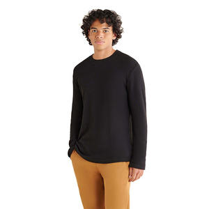 100% tricoté coton gaufré tissu fait à manches longues chemises pour hommes en gros bas prix chemise à col rond avec Logo personnalisé imprimé - Product Image 1