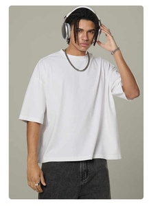 เสื้อยืดผู้ชายลายครอปบ็อกซี่ซักแบบวินเทจเสื้อสกรีนโลโก้ออกแบบได้ตามที่ต้องการความยาวสั้นแบบลำลอง - Product Image 3