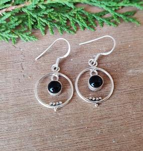 Black <b>Onyx</b> Gemstone Drop <b>Earrings</b> Women's 925 Sterling Silver Gold Plated Boho Style Trendy Handmade Wedding Party Gift - Product Image 5