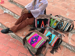 Nouvelle arrivée sacs à main usinés à la main à franges couverture de selle aztèque sacs à bandoulière conception unique de bohème sacs élégants et vintage pour femmes - Product Image 4