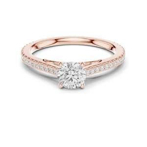 Bague de fiançailles en diamant de laboratoire rond brillant de 0,96 CT pour femmes, clarté VVS-VS EF, or 18 carats, 14 carats, 10 carats et argent 925, rose - Product Image 2