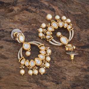 Boucles d'oreilles pendantes en Kundan pour occasions de mariage - Product Image 4
