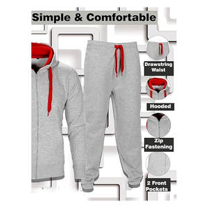 ชุดวอร์มผ้าฟลีซสำหรับผู้ชายเสื้อมีฮู้ดแบบมีซิปมีแขนและกางเกงวิ่งออกกำลังกายมีการออกแบบที่แตกต่างกันมีให้เลือกขนาดพิเศษ - Product Image 3