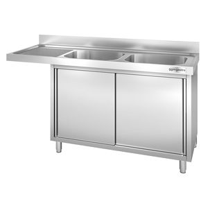 Évier de lave-vaisselle commercial Gastro GGM avec armoire, modèle PREMIUM SSK187SBR2-1800x700mm-2 bacs, bac droit - Product Image 5